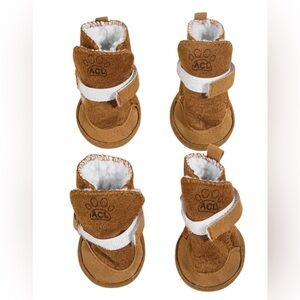 Winter Nonslip Small Dog Booties | Brown/Chesnut | Fleece Lined | New